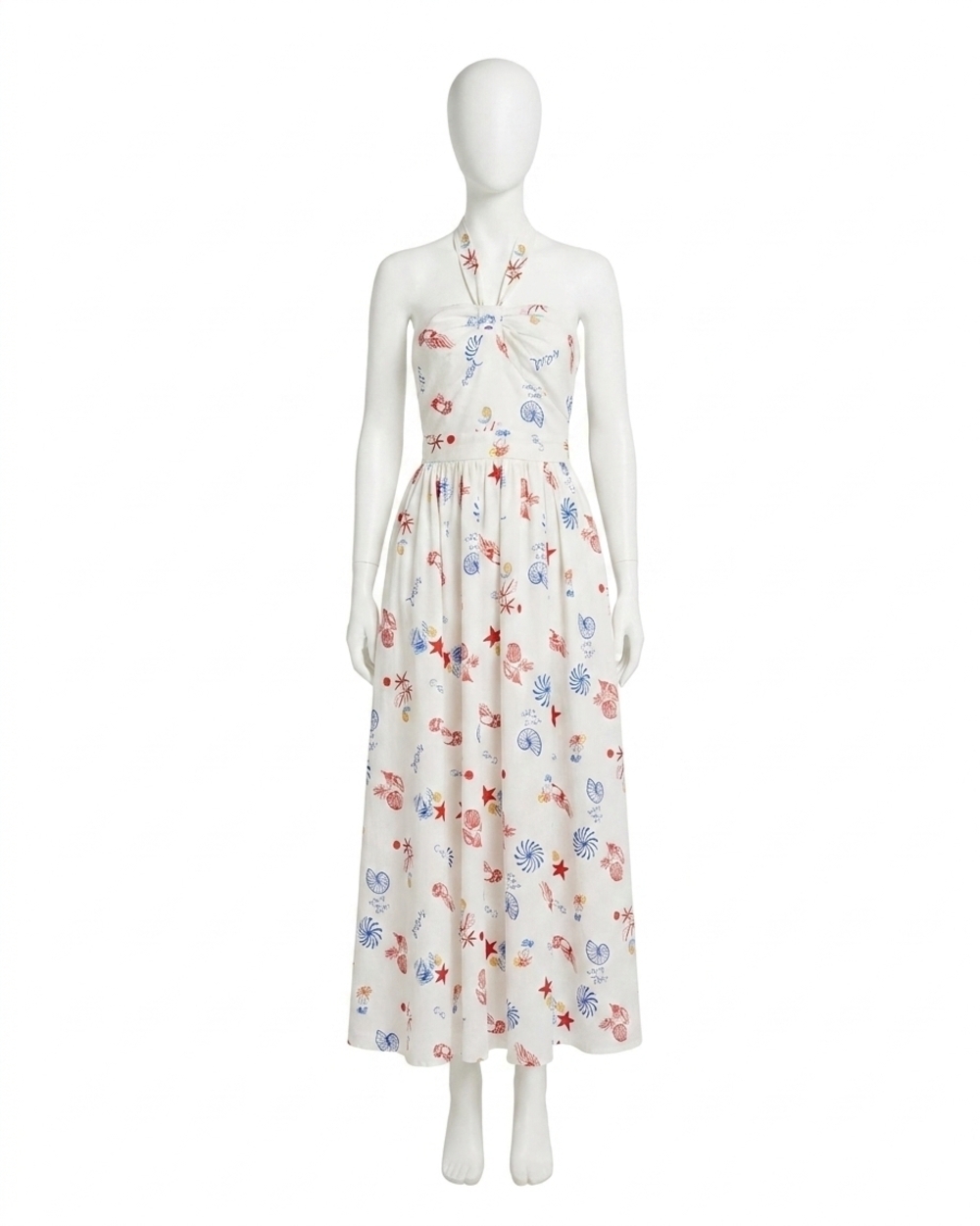 NEW LINE AND DOT reeta midi dress in white multi